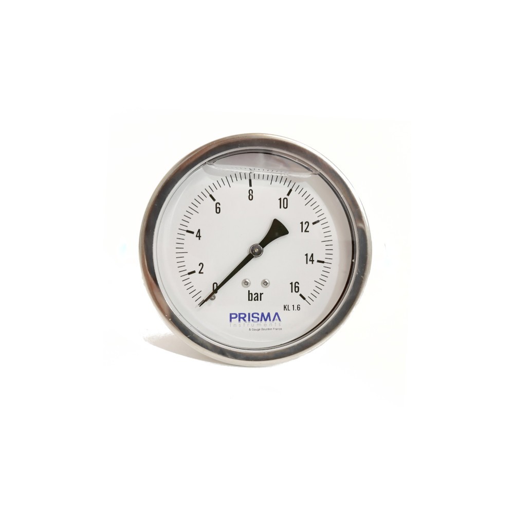 Manomètre Bourdon ∅ 100 mm - Boitier inox raccord laiton arrière