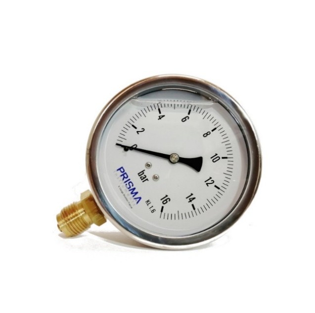 Manomètre boîtier inox raccord laiton 100 mm – 0 à 60 bars